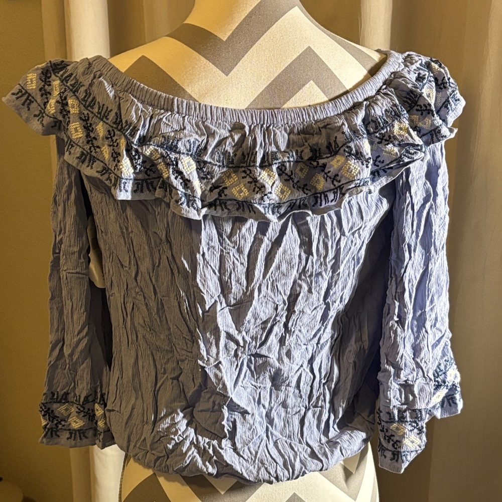 Altar'd State Light Blue Ruffle Blouse - Picture 8 of 12